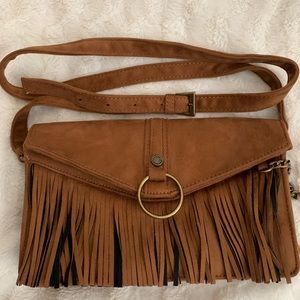Steve Madden suede fringe brown crossbody purse